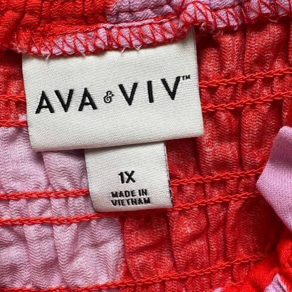 Ava & Viv Red and Pink Smocked Top - Picture 3 of 4